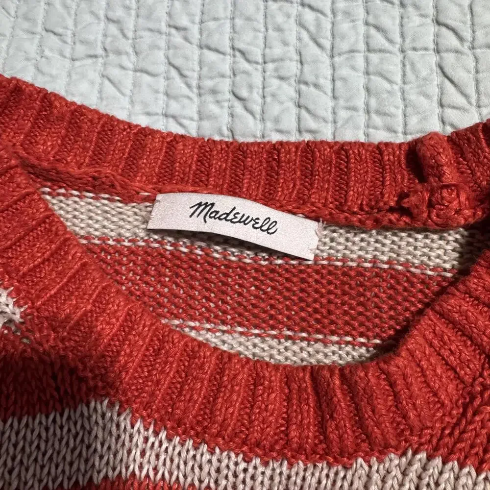 Madewell Red Nautical Striped Women's Sweater, Coastal Chic, Medium‎